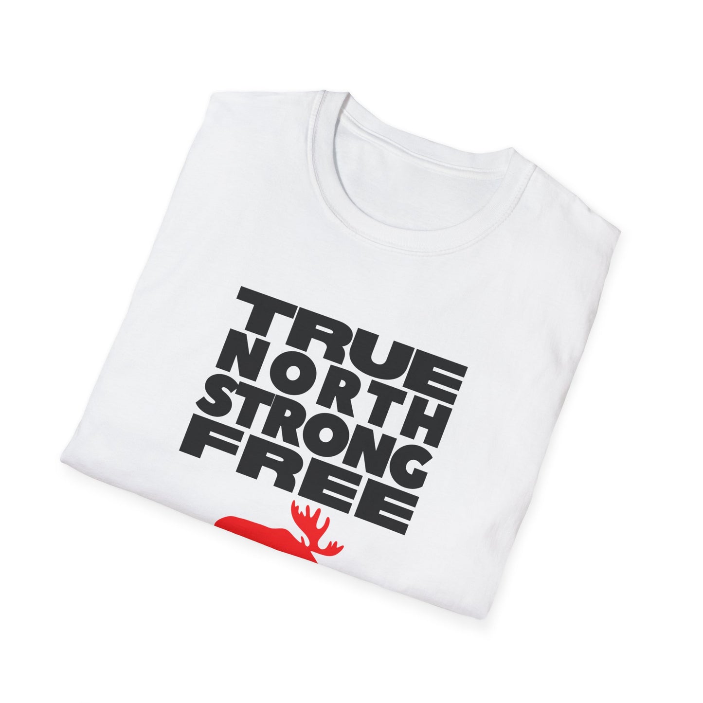 True North Strong Free Moose Graphic Softstyle T-Shirt Design