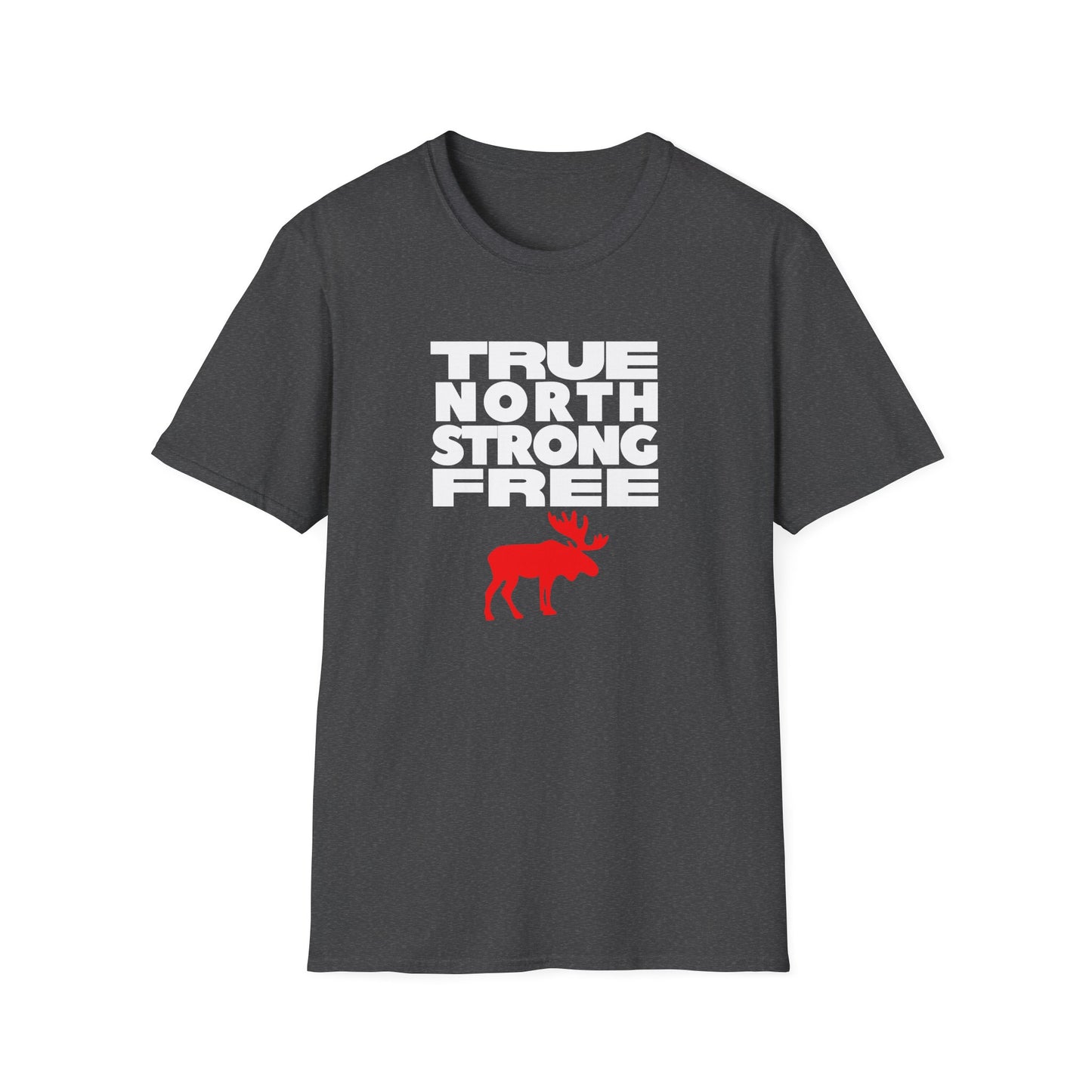 True North Strong Free Moose Graphic Softstyle T-Shirt Design