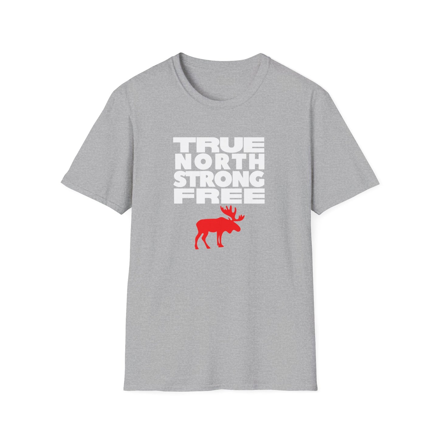True North Strong Free Moose Graphic Softstyle T-Shirt Design