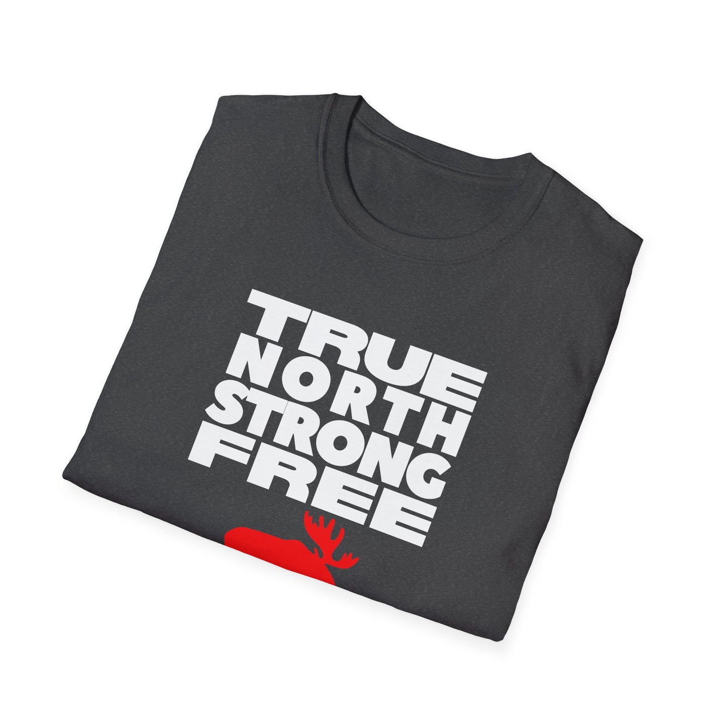 True North Strong Free Moose Graphic Softstyle T-Shirt Design