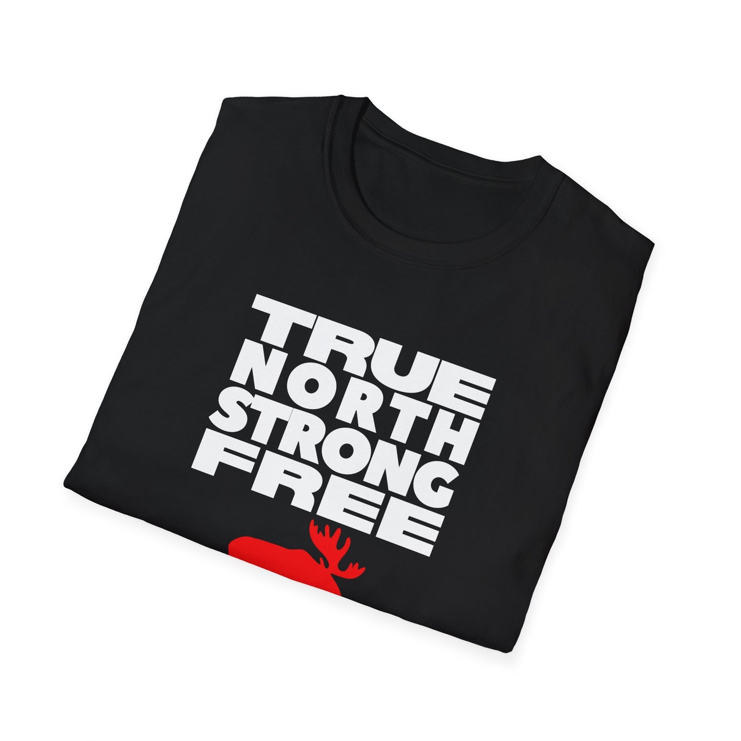 True North Strong Free Moose Graphic Softstyle T-Shirt Design