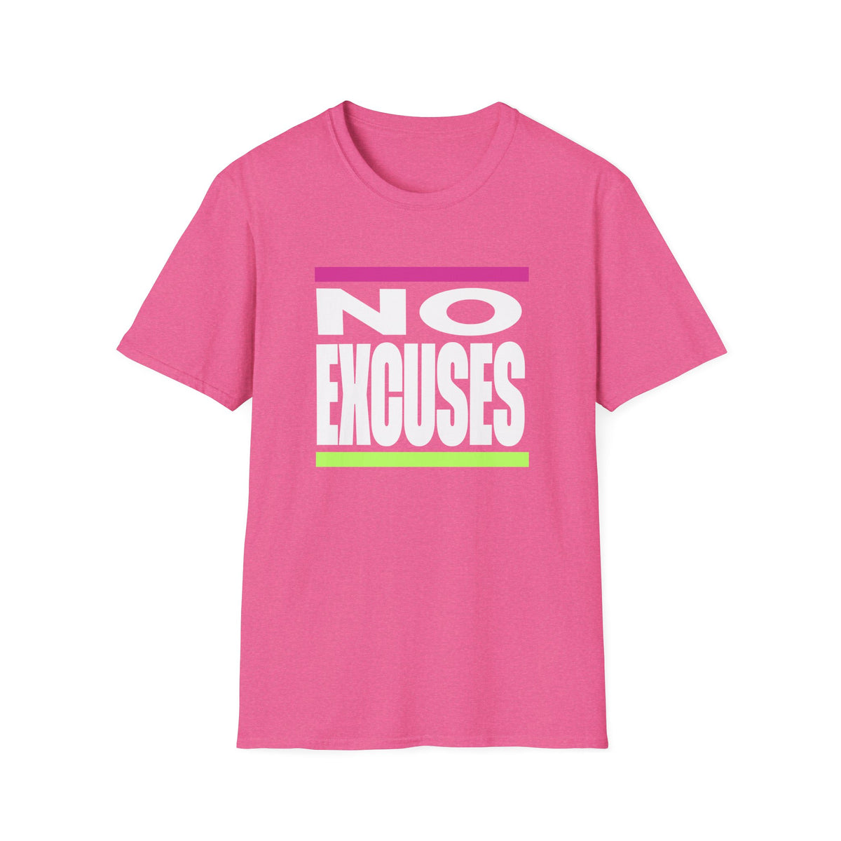 No Excuses Triathlon Lifestyle Tee Rose & Lime Unisex Softstyle T-Shirt