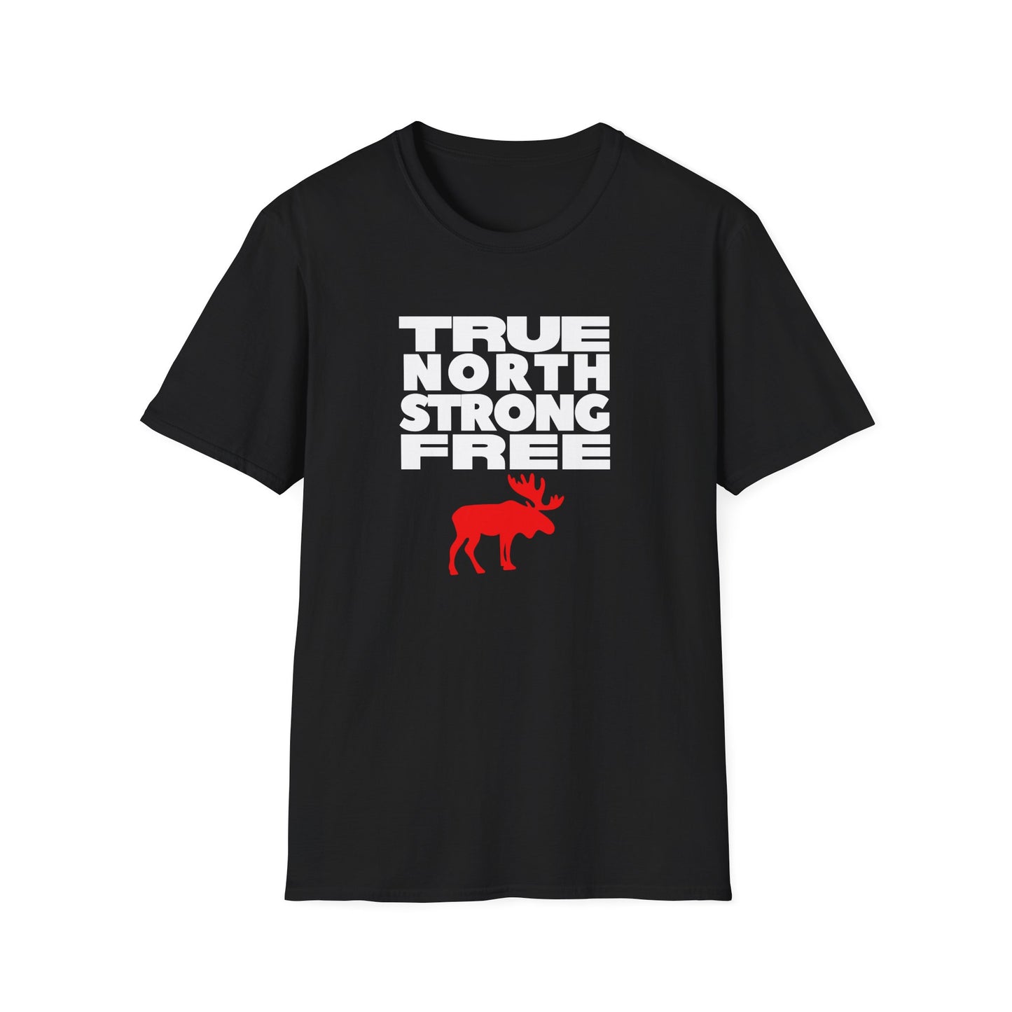 True North Strong Free Moose Graphic Softstyle T-Shirt Design