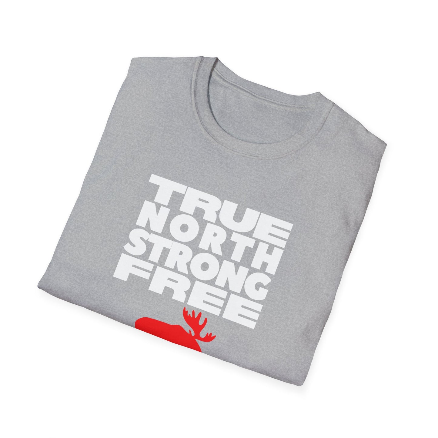 True North Strong Free Moose Graphic Softstyle T-Shirt Design