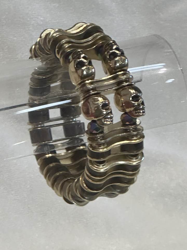 Bracelet: Tigereye Gold Chainplate Skull - Element Tri & Bicycle Works
