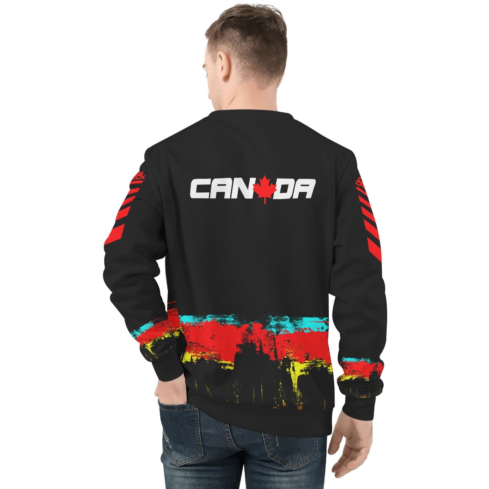 Crazy Canuck All Over Print Crew Neck Sweatshirt, Black - Element Tri & Bicycle Works