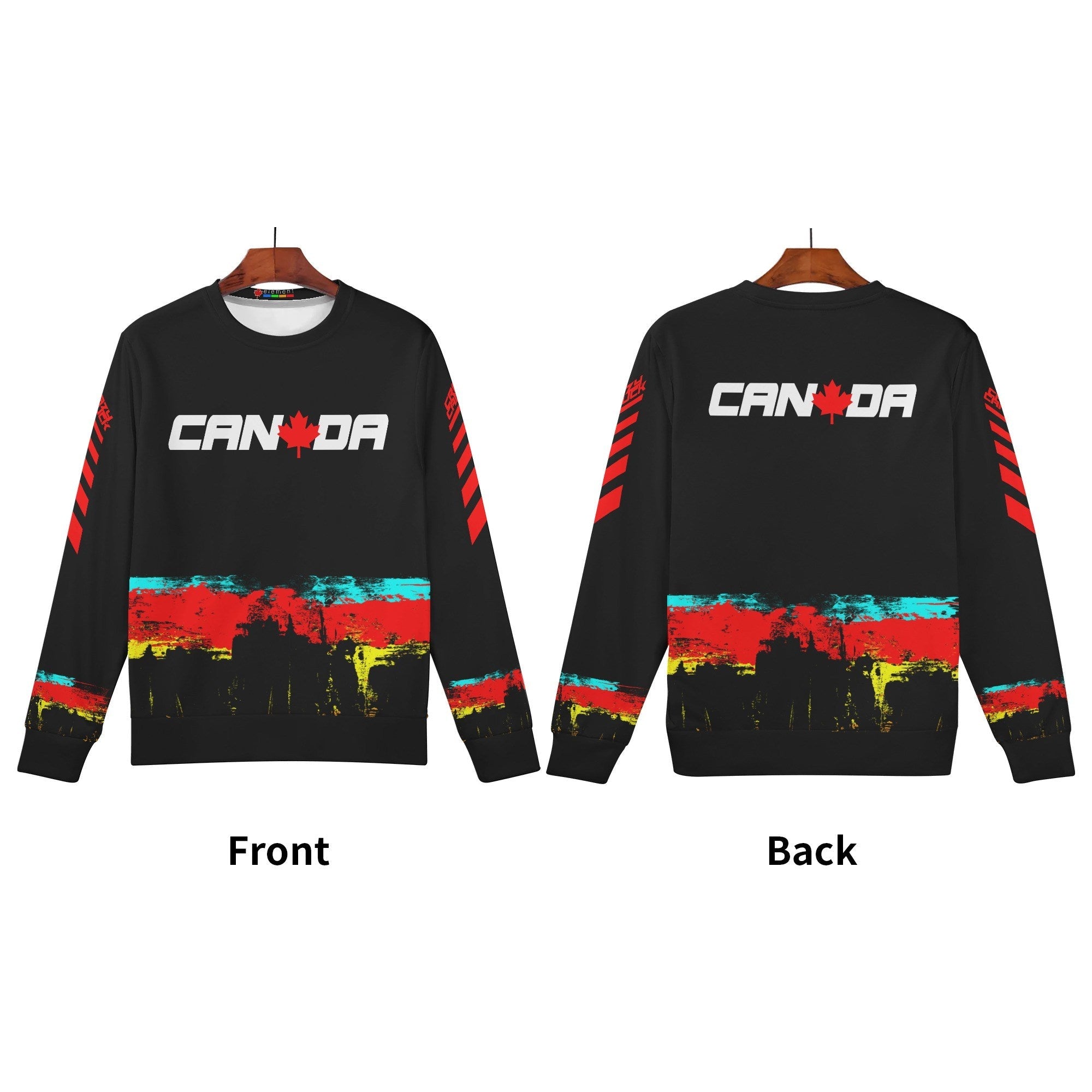 Crazy Canuck All Over Print Crew Neck Sweatshirt, Black - Element Tri & Bicycle Works