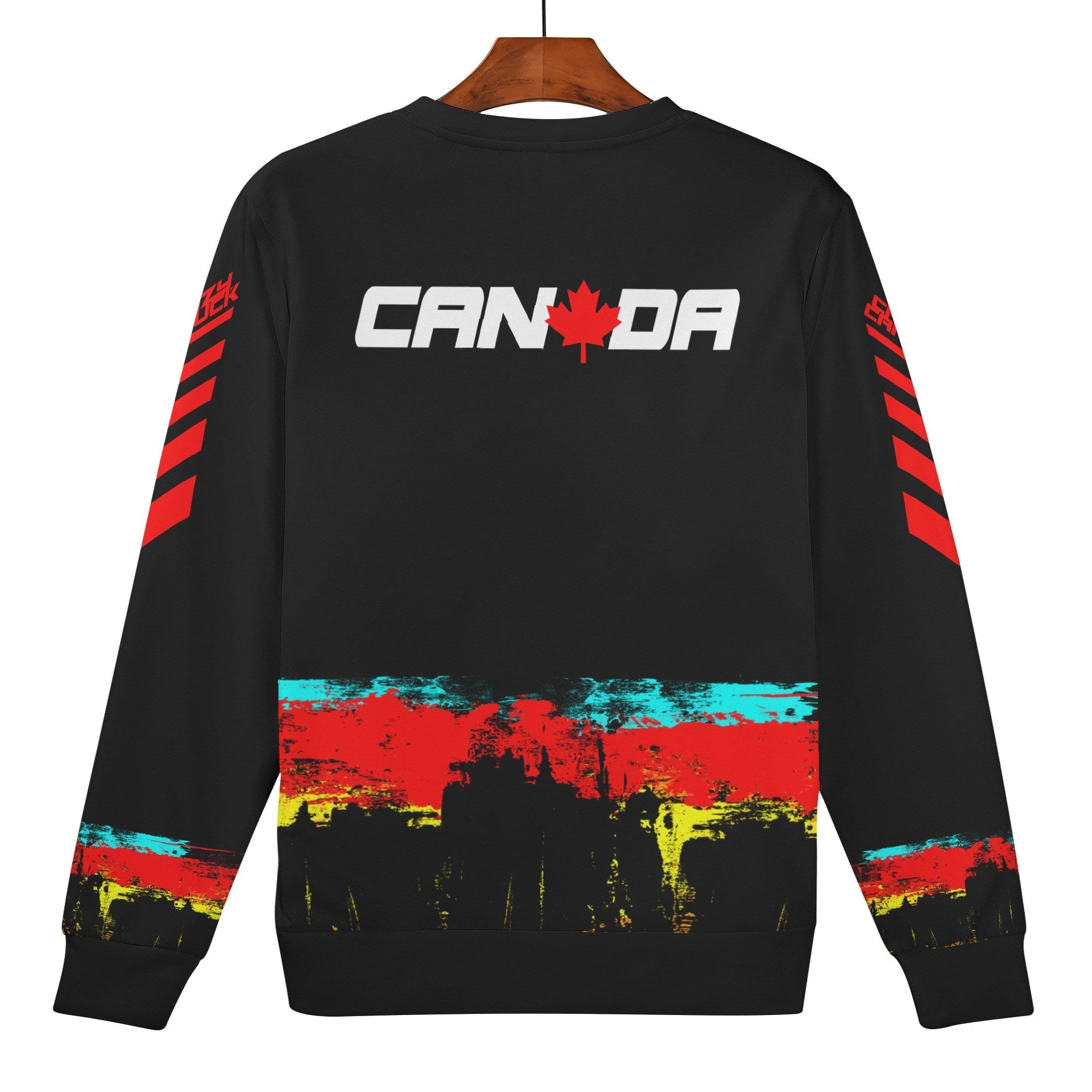 Crazy Canuck All Over Print Crew Neck Sweatshirt, Black - Element Tri & Bicycle Works