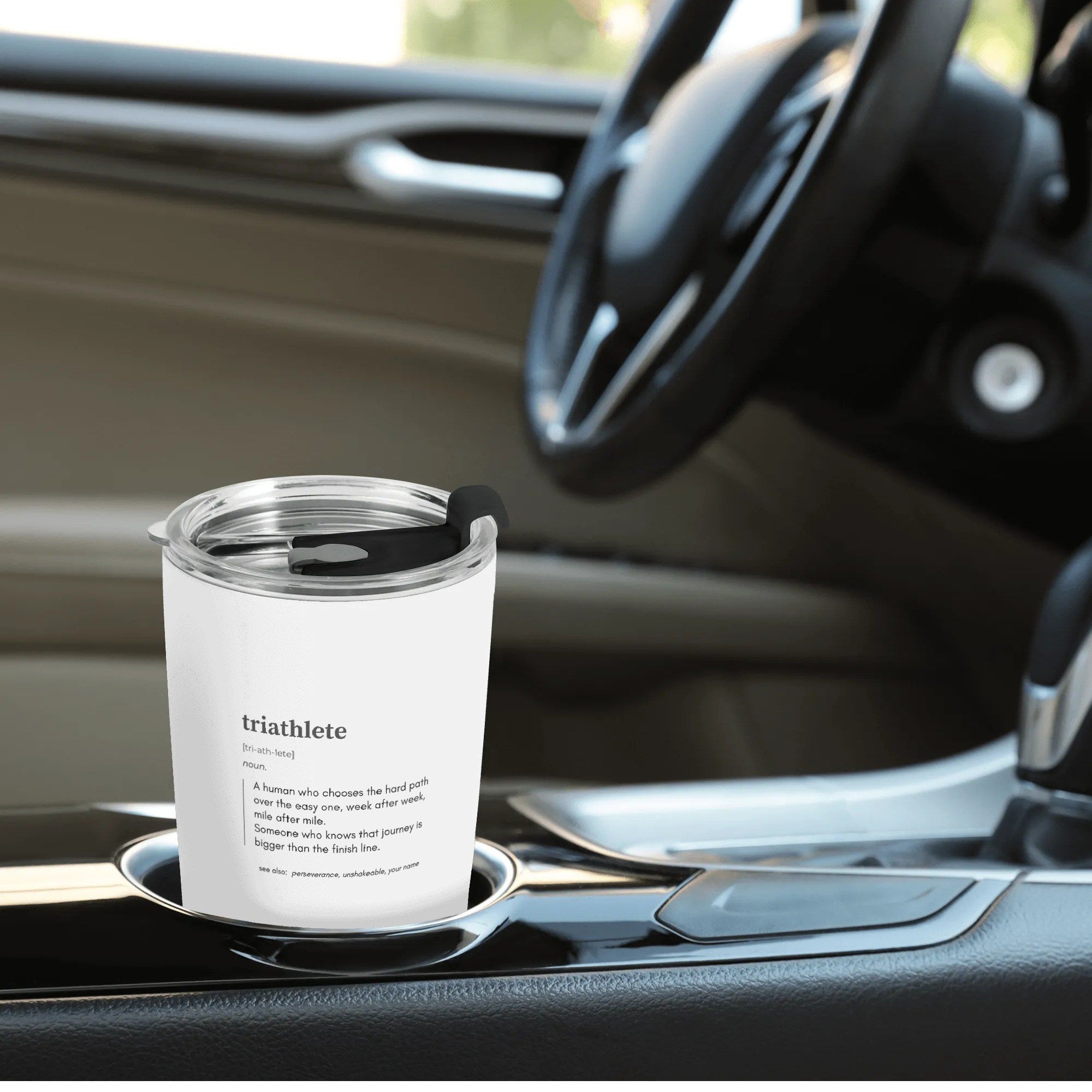 Custom Triathlete Definition Travel Mug – Stainless Steel 20oz / 600ml, Personalized Name Option - Element Tri & Bicycle Works