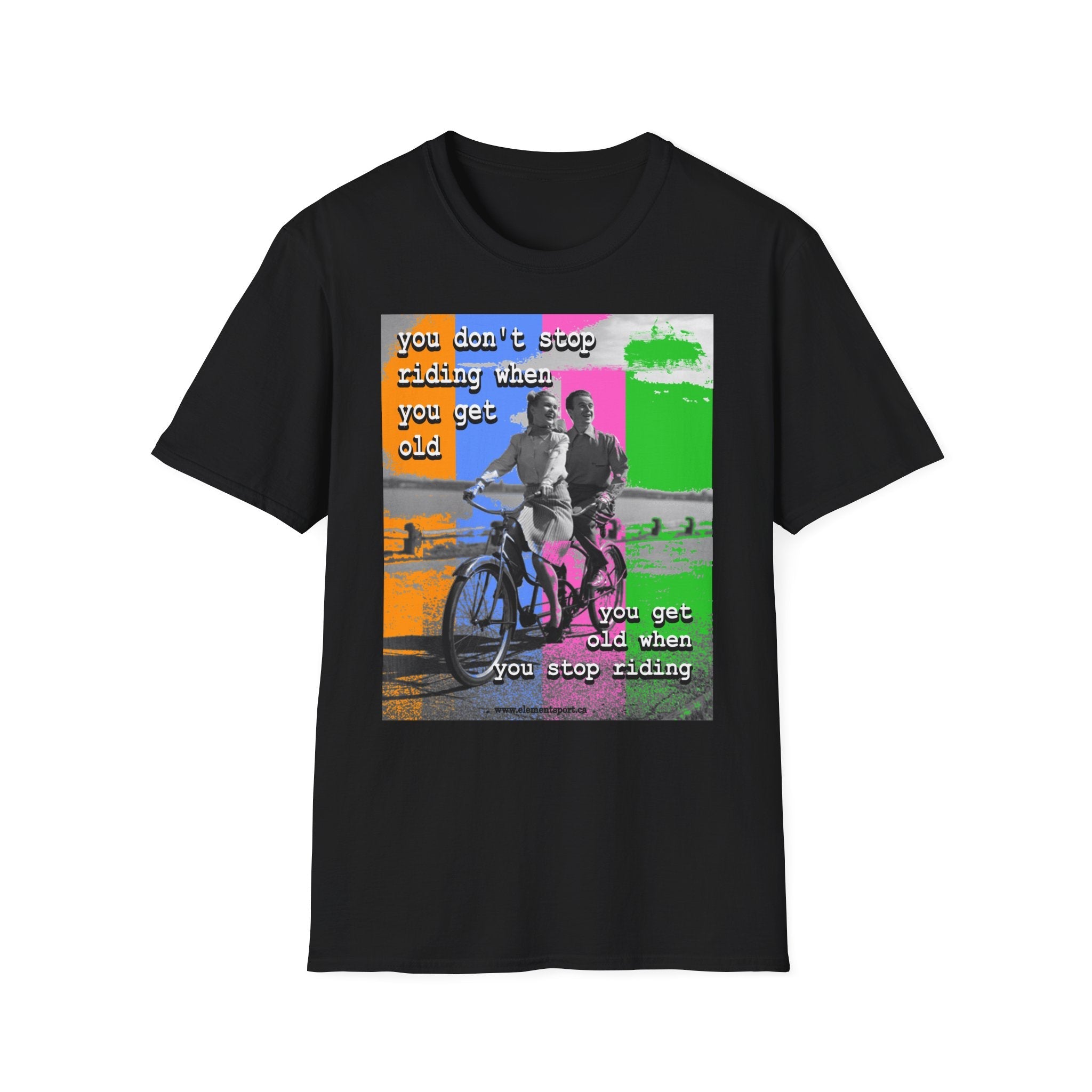 Don't Stop Riding Bicycle Themed T-Shirt - Element Tri & Bicycle Works