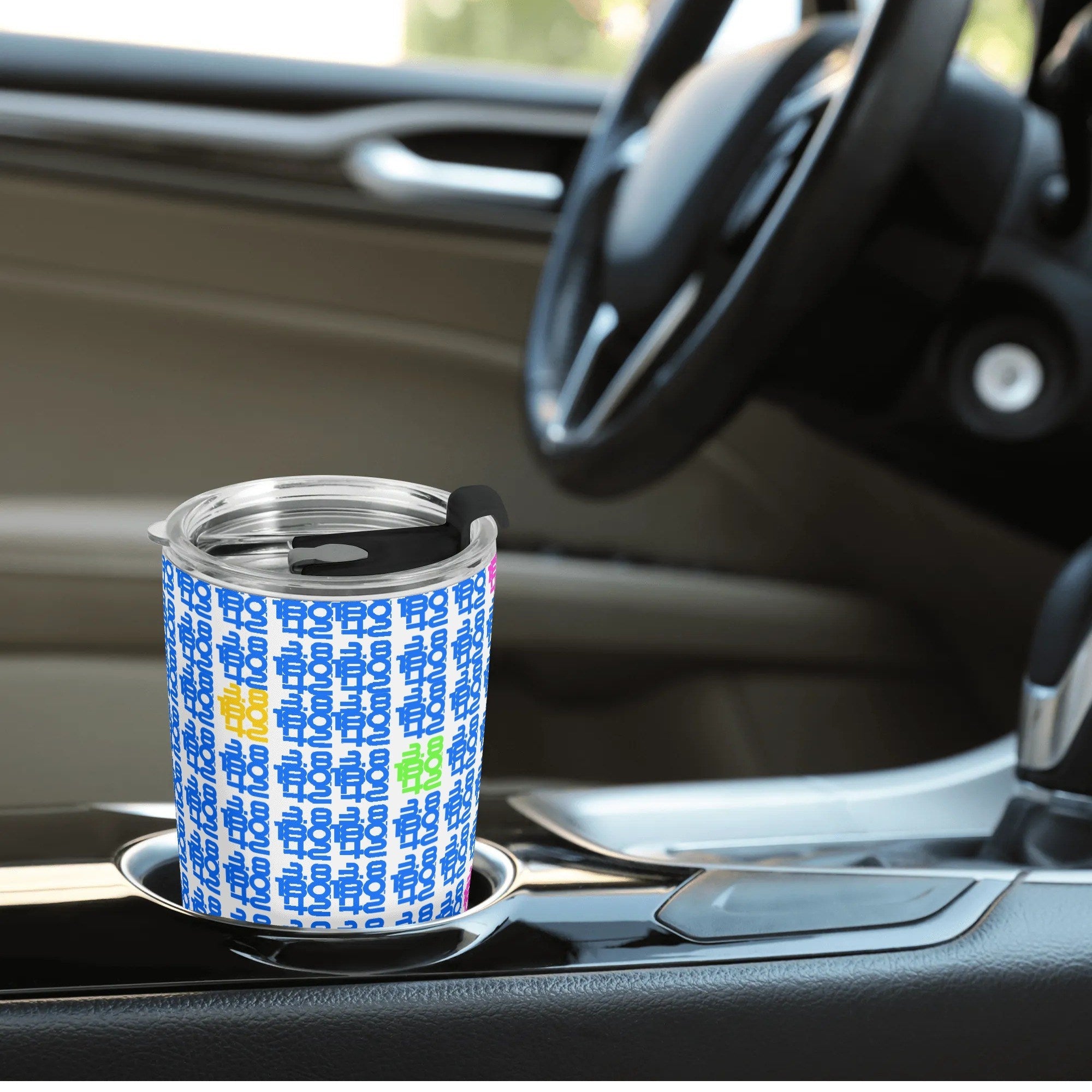 Go Long Iron Plaid Print - Stainless Steel 20oz Car Tumbler - Element Tri & Bicycle Works