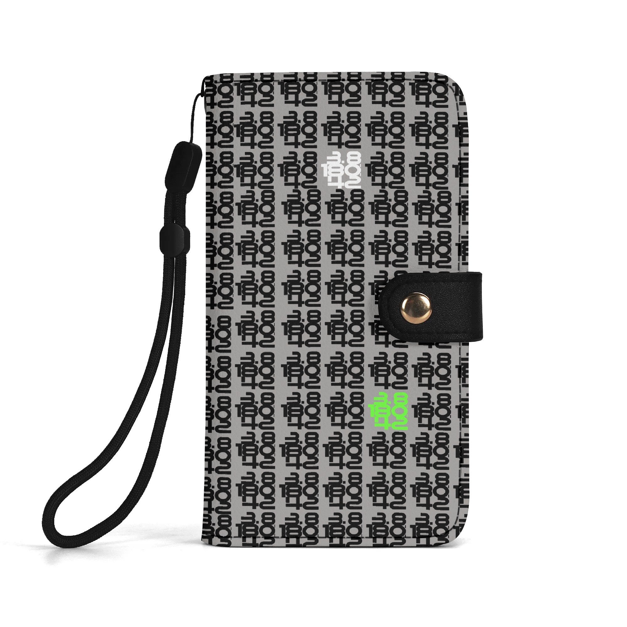 IronPlaid – PU Leather Flip Phone Wallet Case — Grey - Black, Black Interior - Element Tri & Bicycle Works