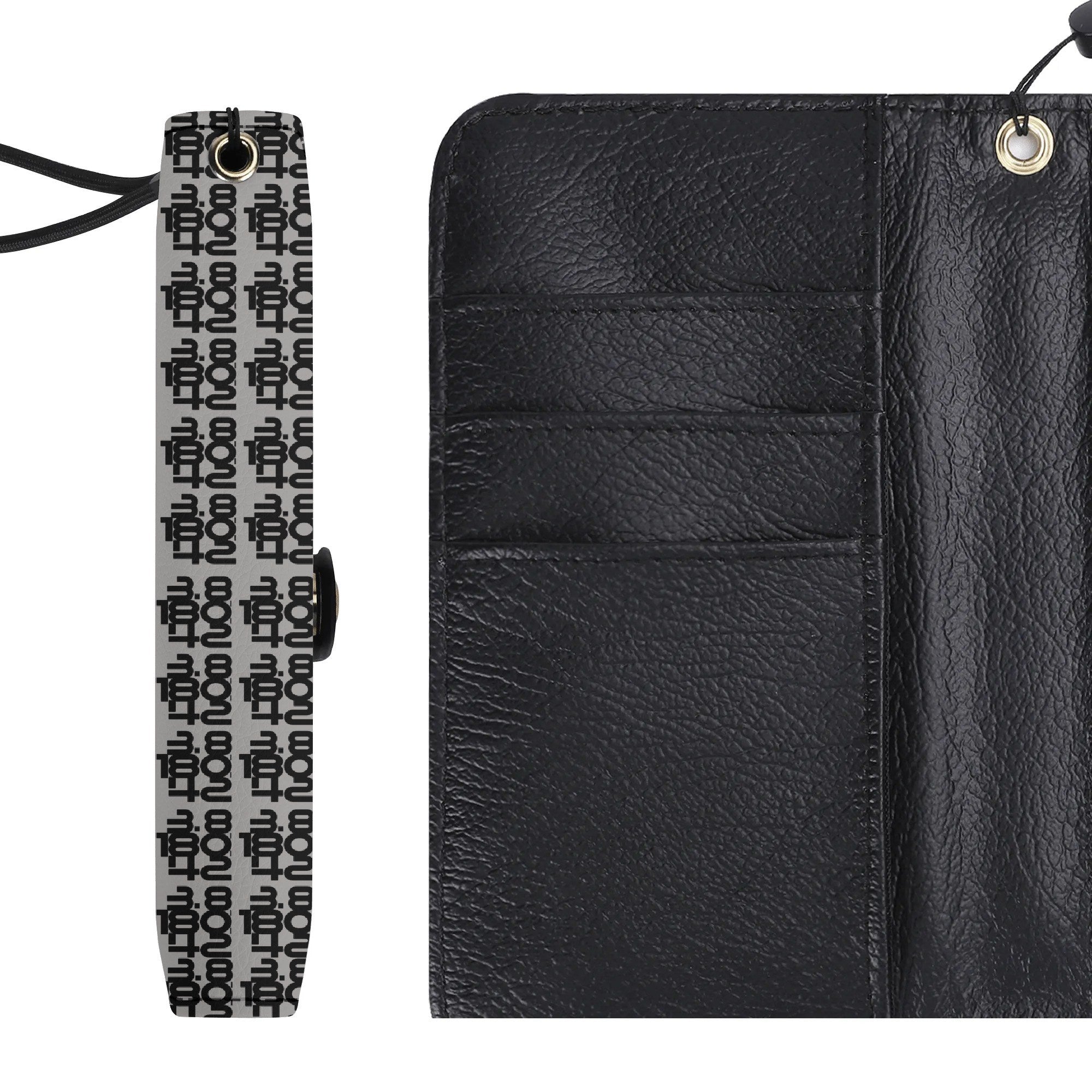 IronPlaid – PU Leather Flip Phone Wallet Case — Grey - Black, Black Interior - Element Tri & Bicycle Works