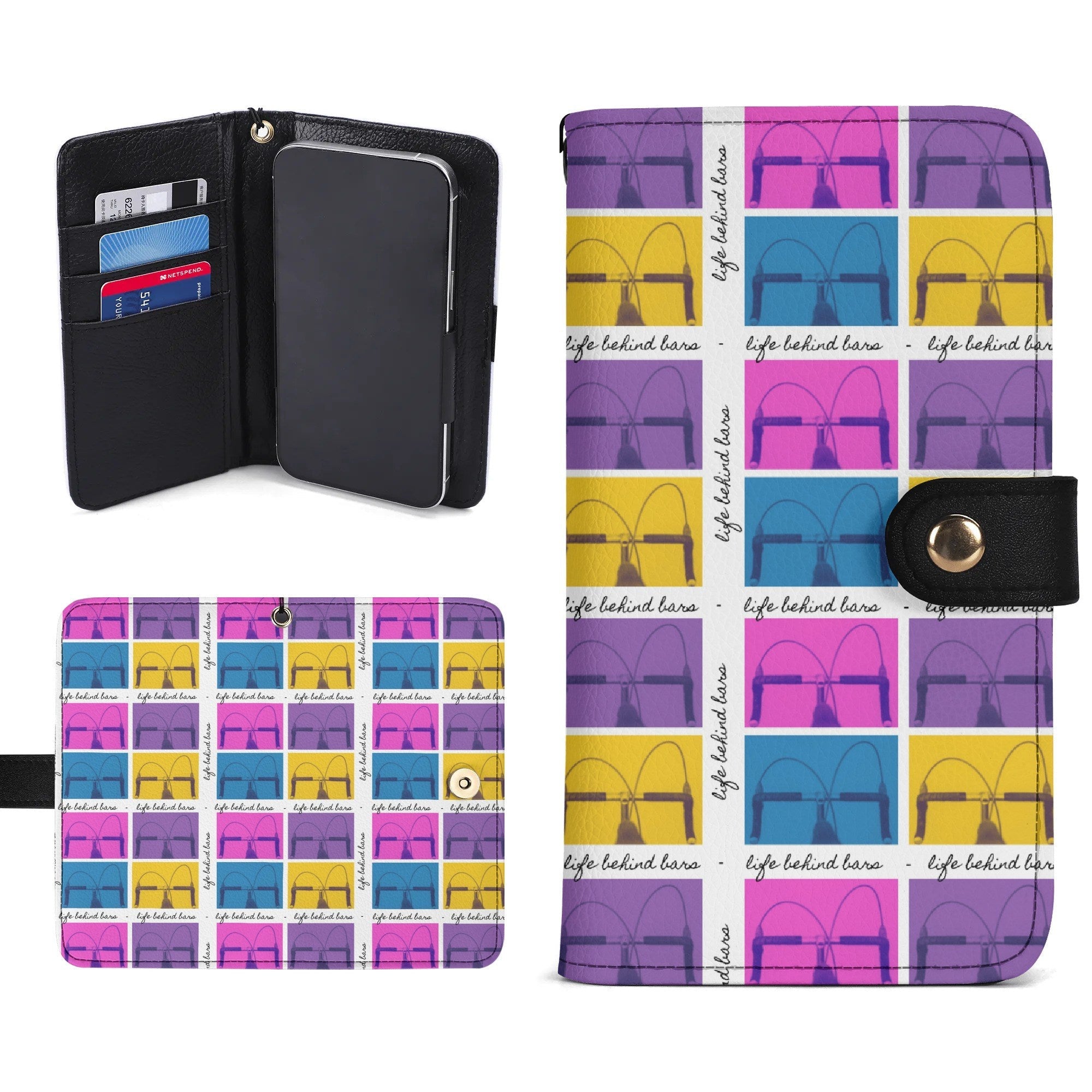 Life Behind Bars – PU Leather Flip Phone Wallet Case (Black Interior) - Element Tri & Bicycle Works