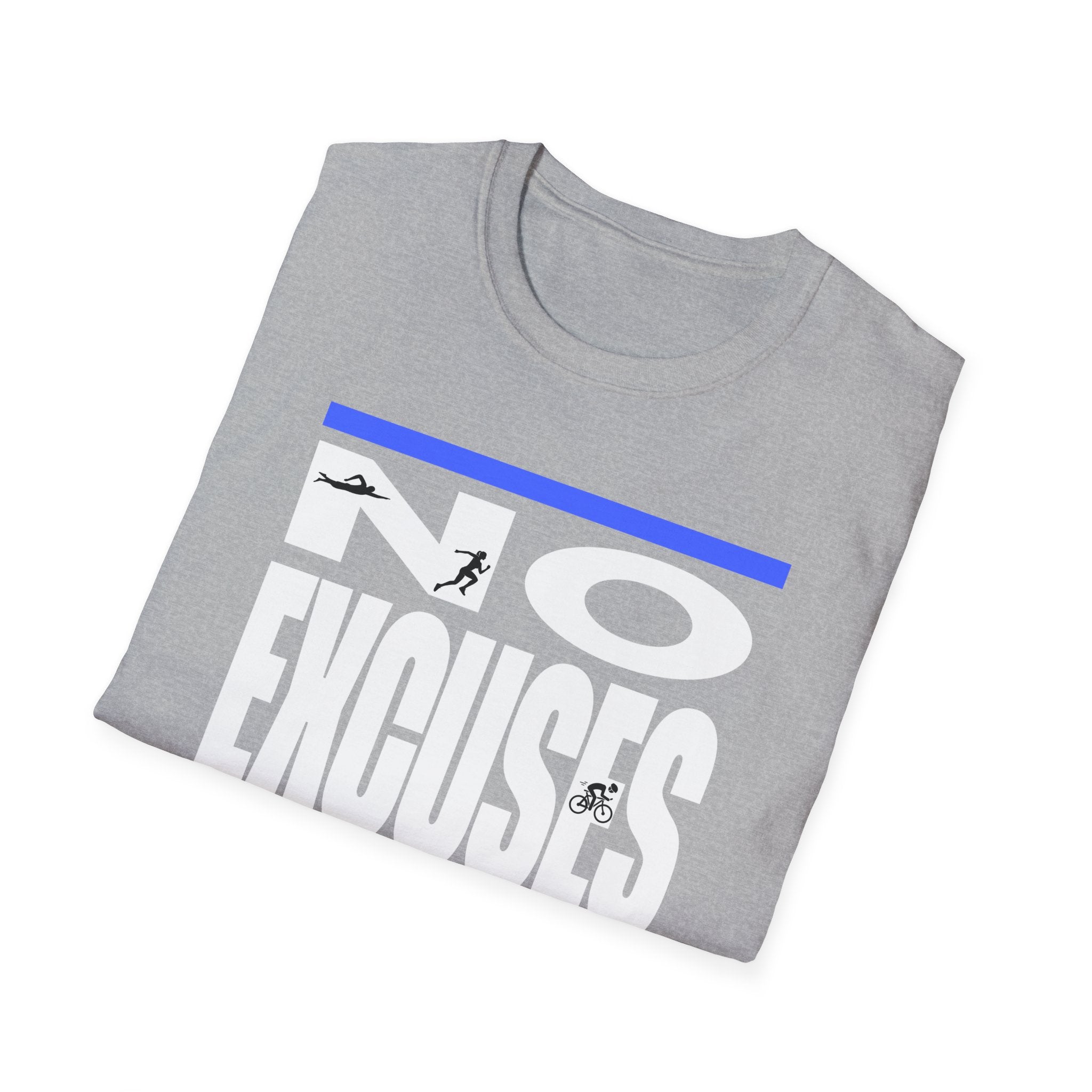 No Excuses Triathlon Lifestyle Tee Blue & Green Unisex Softstyle T-Shirt - Element Tri & Bicycle Works