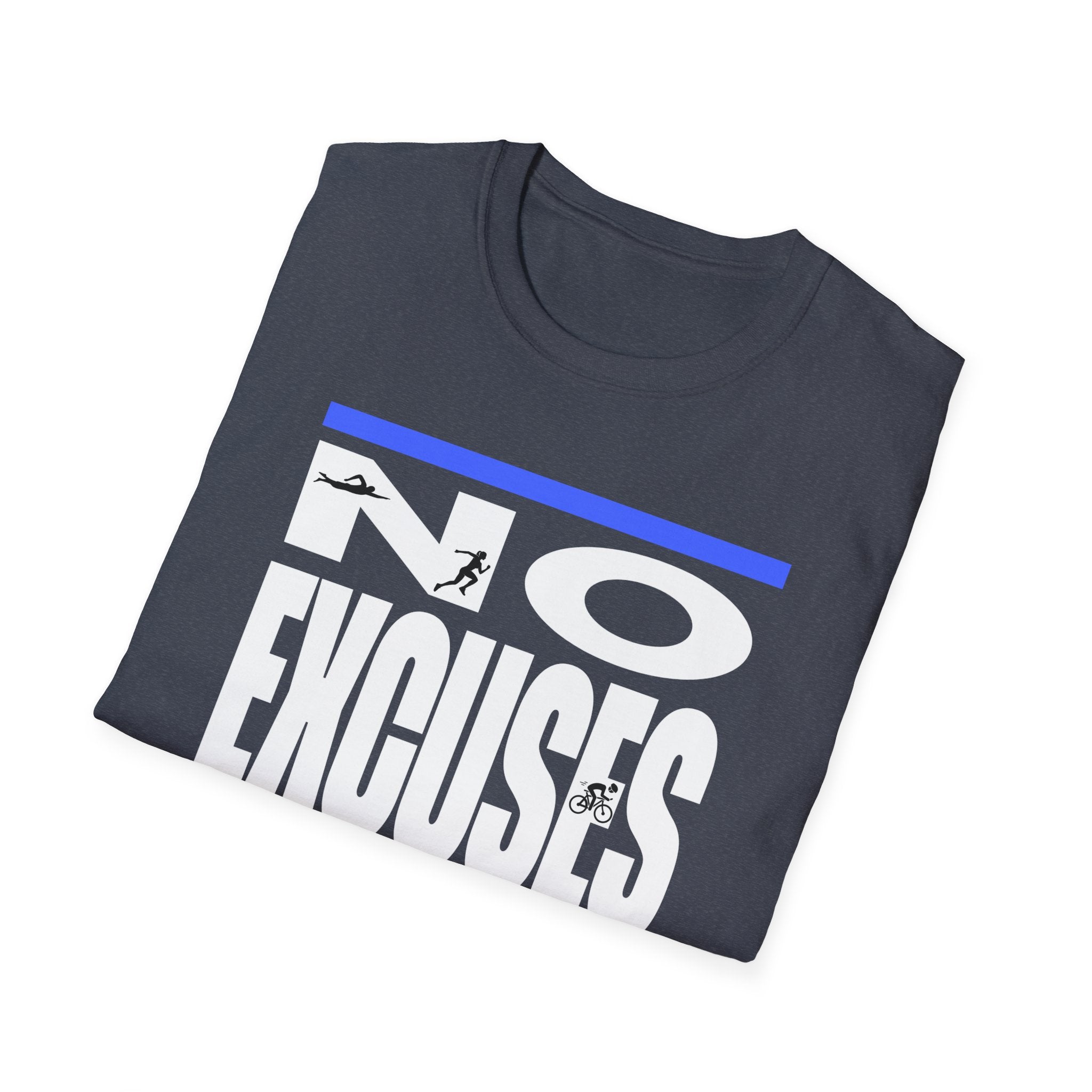 No Excuses Triathlon Lifestyle Tee Blue & Green Unisex Softstyle T-Shirt - Element Tri & Bicycle Works