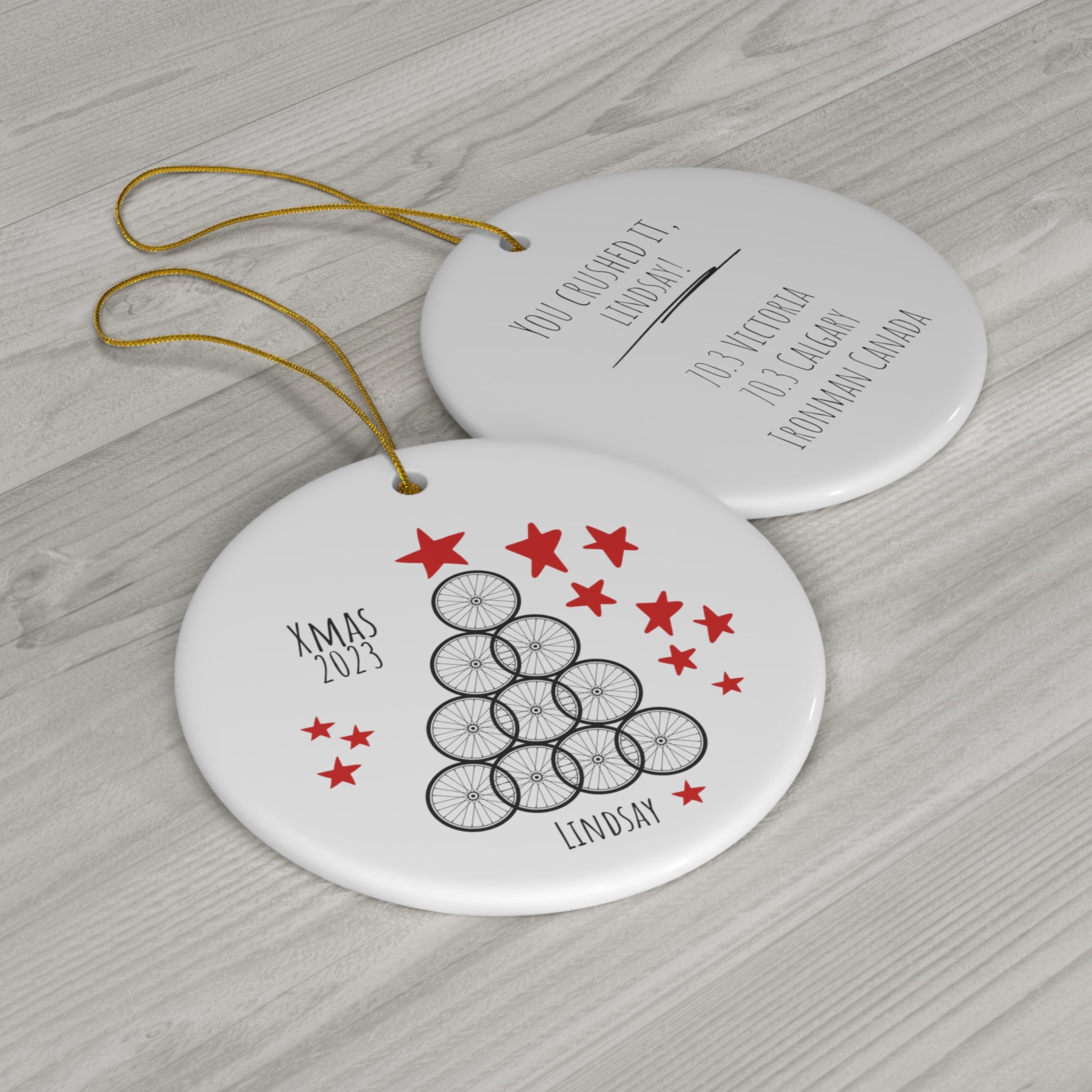 Personalized Christmas Ornament for Cyclist or Triathlete - Race Keepsake Celebration - Element Tri & Bicycle Works
