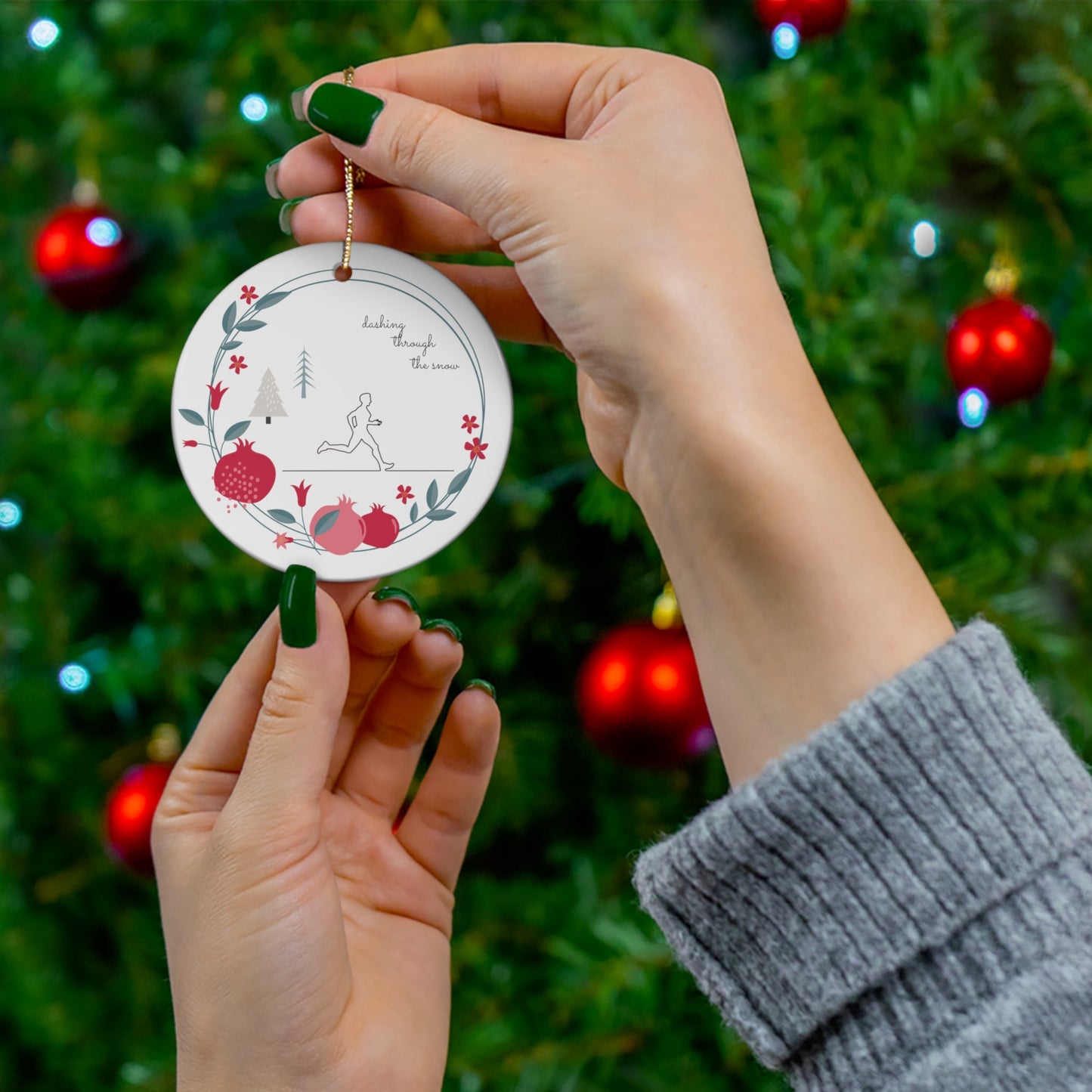 Personalized Male Runner Christmas Ornament Line Art, Personalized Ornament - Element Tri & Bicycle Works