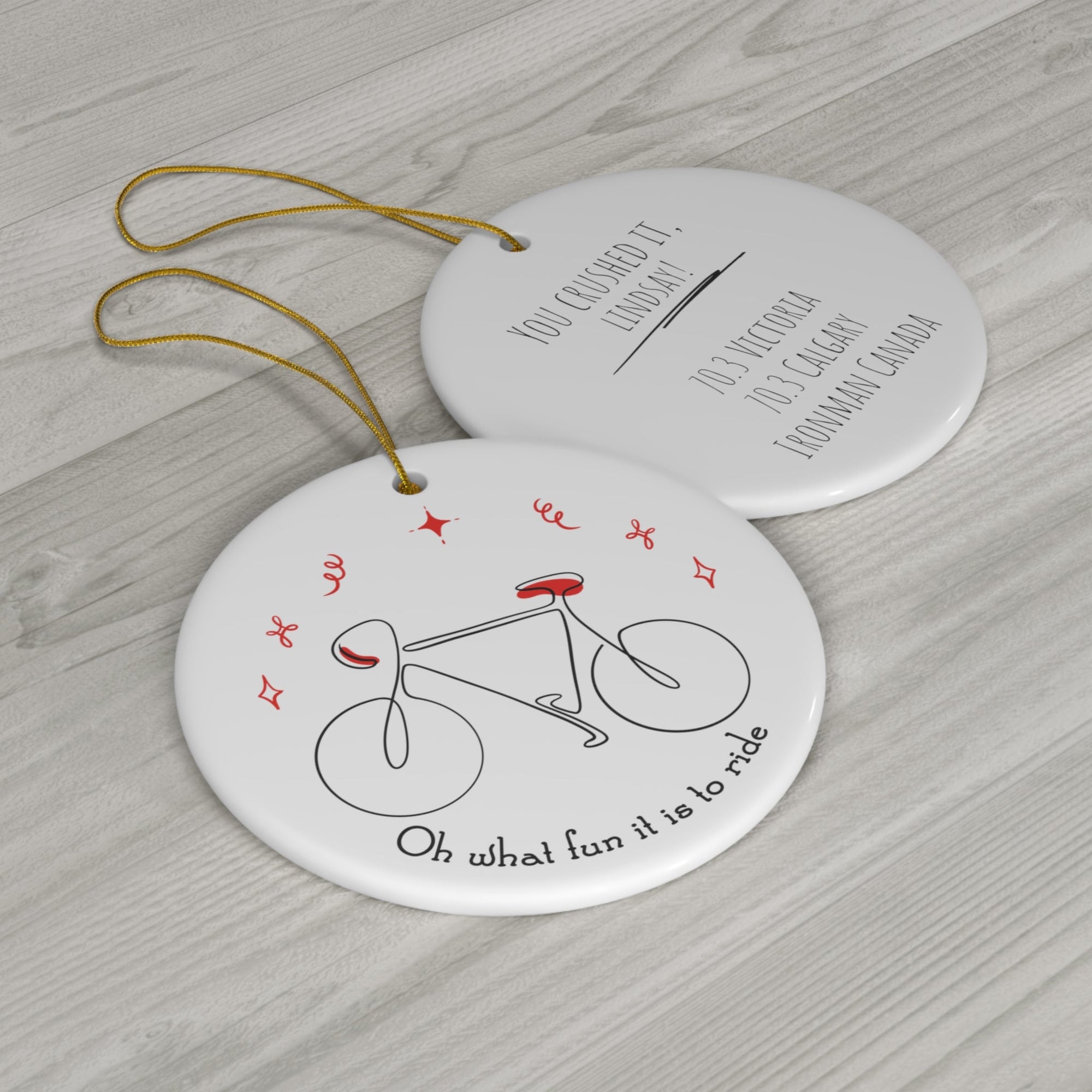 Personalized Ornament for Triathlete or Cyclist What Fun It Is To Ride V2 - Element Tri & Bicycle Works