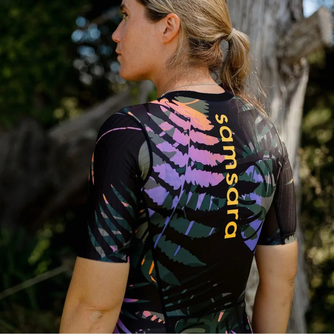 Samsara Women's Triathlon Suit in Apricot Palm - Performance and Style - Element Tri & Bicycle Works