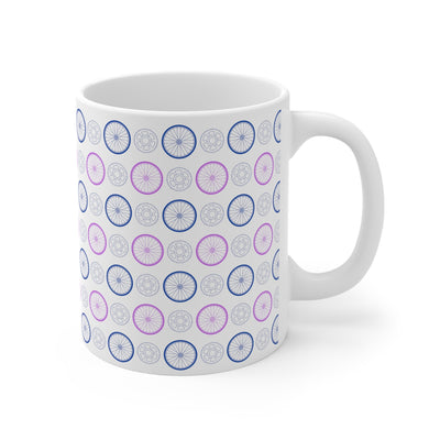 Spinning Wheels White Mug Gift for Cyclist Christmas Gift Pink Mug for Cyclist Gift - Element Tri & Bicycle Works