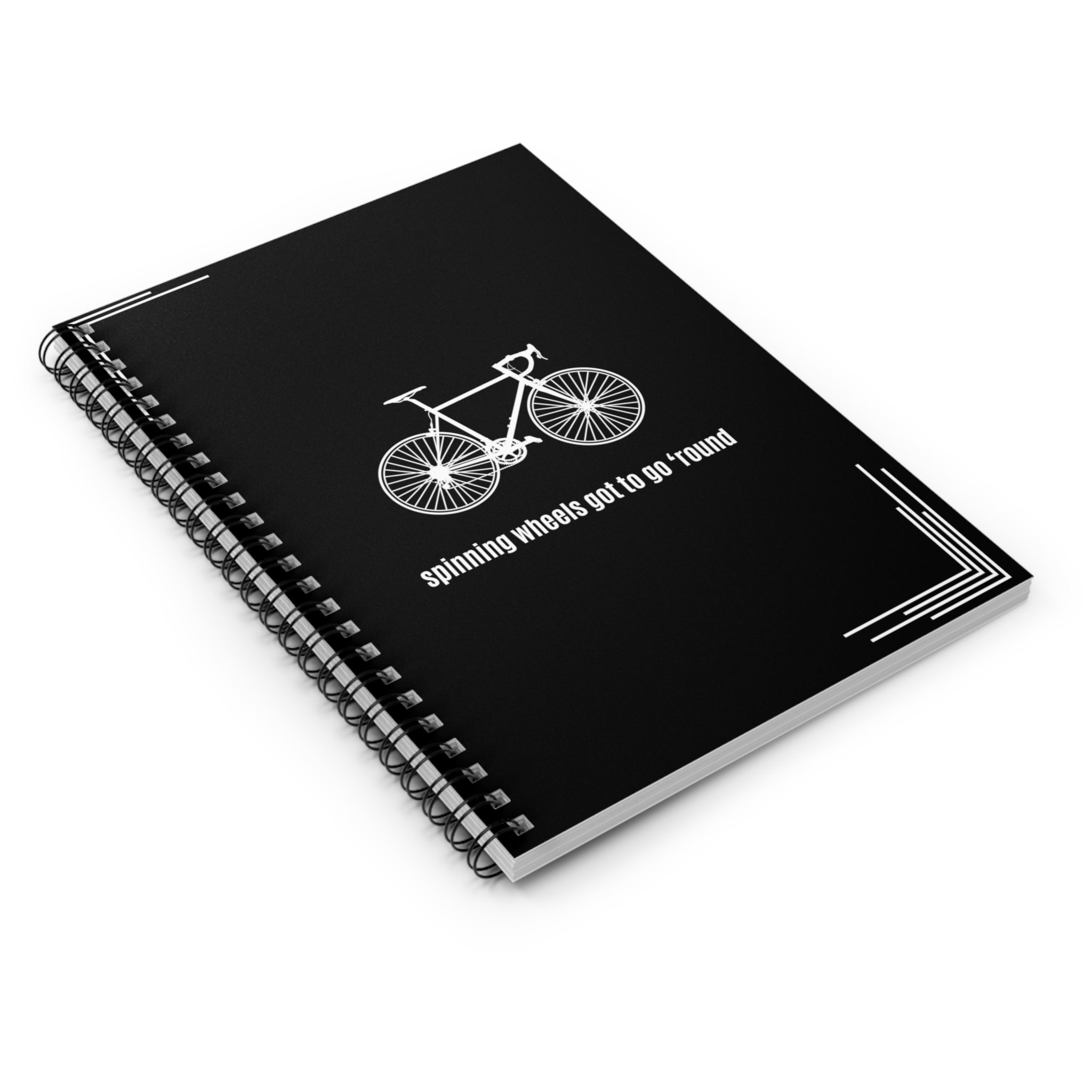 Spiral Notebook for Cyclist Journal White Bike Spinning Wheels Notebook Gift for Cyclist Christmas Gift Bicycle Notebook - Element Tri & Bicycle Works