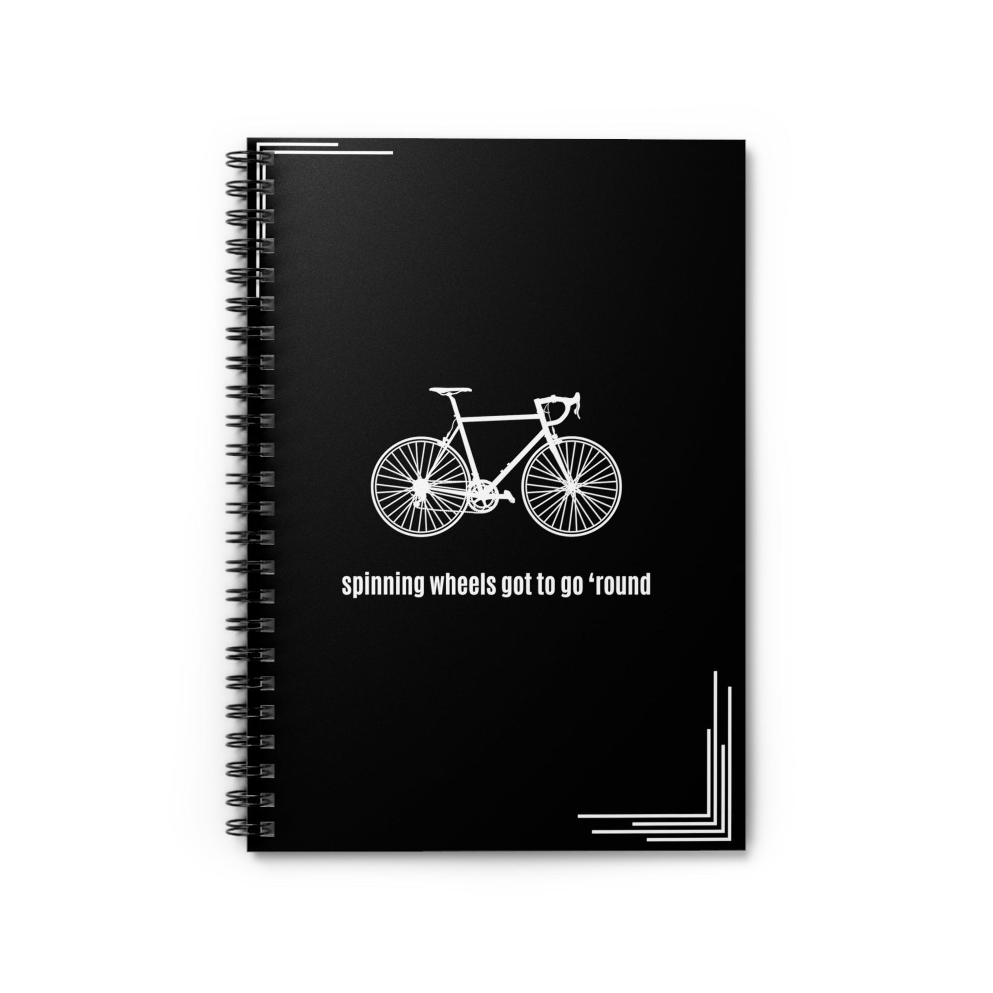 Spiral Notebook for Cyclist Journal White Bike Spinning Wheels Notebook Gift for Cyclist Christmas Gift Bicycle Notebook - Element Tri & Bicycle Works