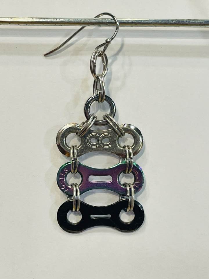 Stacked Tri-Colour Chain Link Earring - Element Tri & Bicycle Works