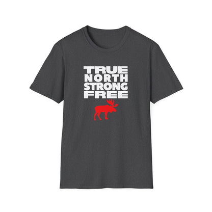 True North Strong Free Moose Graphic Softstyle T-Shirt Design