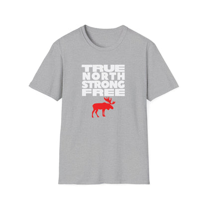 True North Strong Free Moose Graphic Softstyle T-Shirt Design