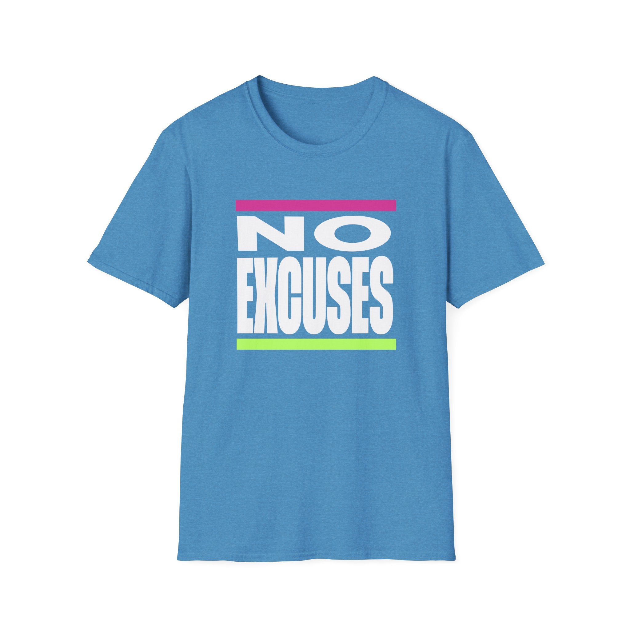 No Excuses Triathlon Lifestyle Tee Rose & Lime Unisex Softstyle T-Shirt