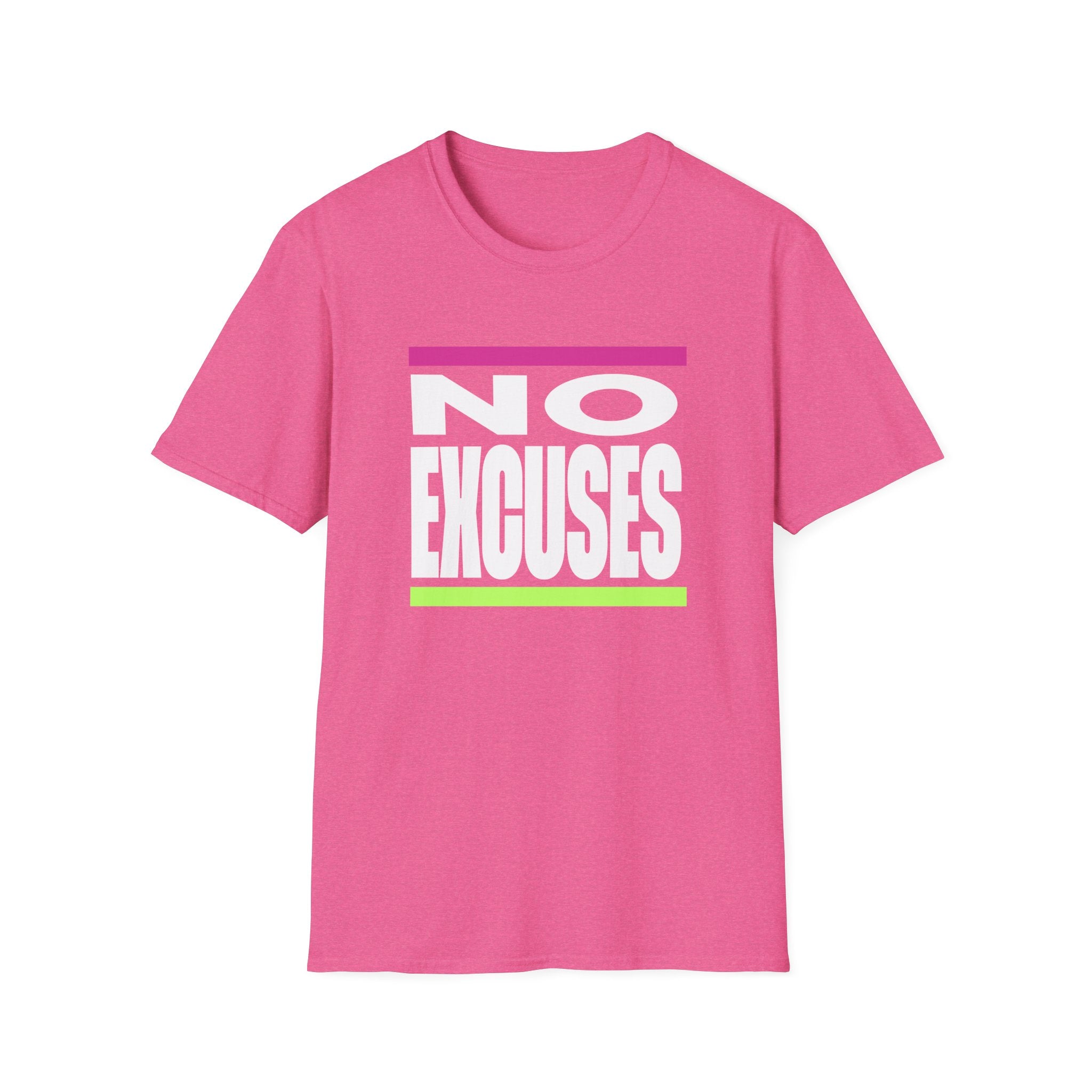 No Excuses Triathlon Lifestyle Tee Rose & Lime Unisex Softstyle T-Shirt