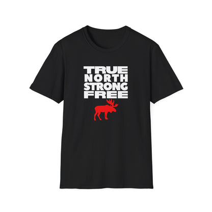 True North Strong Free Moose Graphic Softstyle T-Shirt Design
