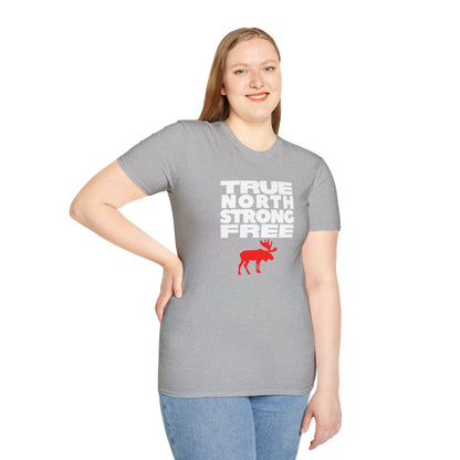 True North Strong Free Moose Graphic Softstyle T-Shirt Design