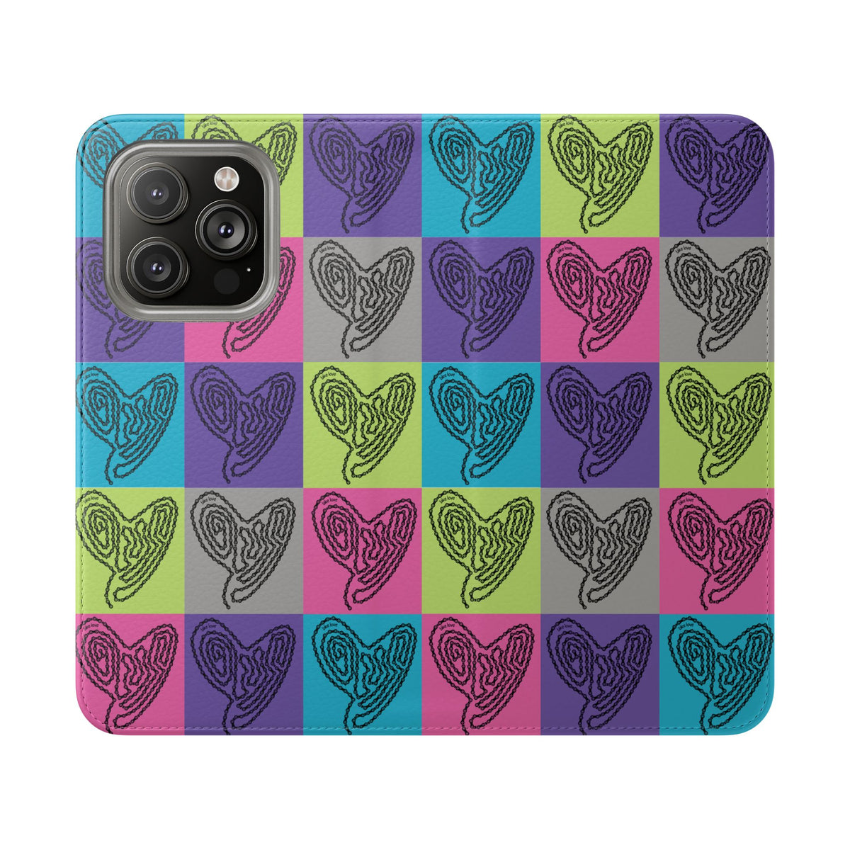 Flip Case — Colorful Pop Art Heart Phone Wallet