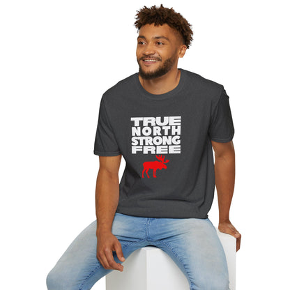True North Strong Free Moose Graphic Softstyle T-Shirt Design