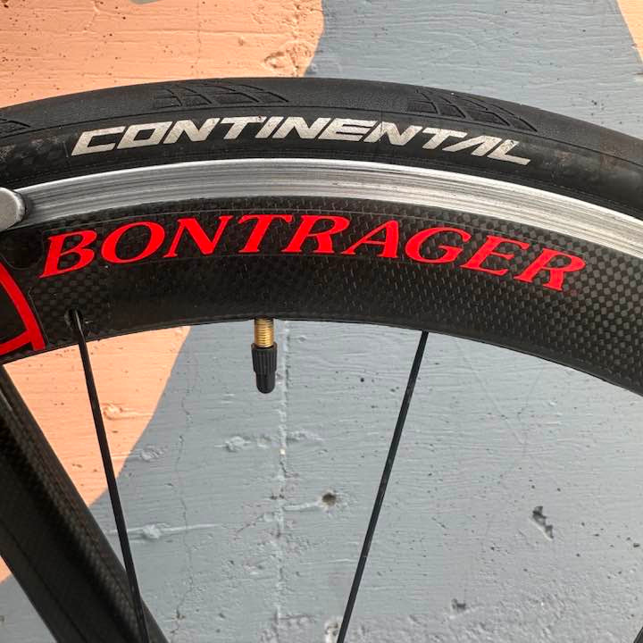 Cervelo Dual Bicycle tire with Continental and Bontrager branding 