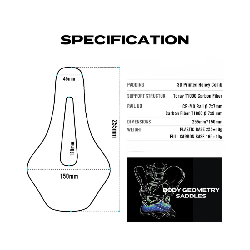 Aircode 3D Printed Saddle For Road, Gravel, Triathlon - Element Tri & Bicycle Works