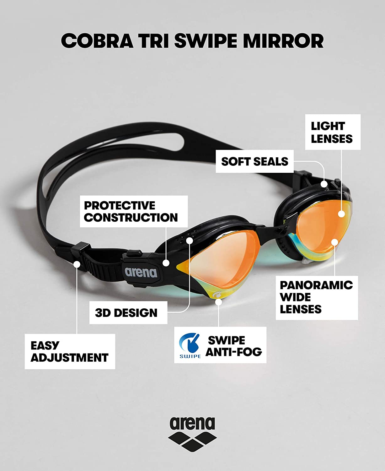 Arena Cobra Tri Swipe Goggles Mirror - Element Tri & Bicycle Works