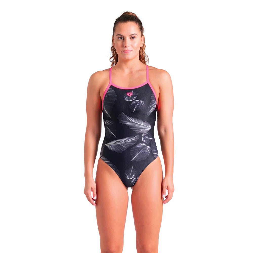 Arena Women's 1 - Piece Swimsuit, Light Drop Back, Frozen Leaves Print - Element Tri & Bicycle Works