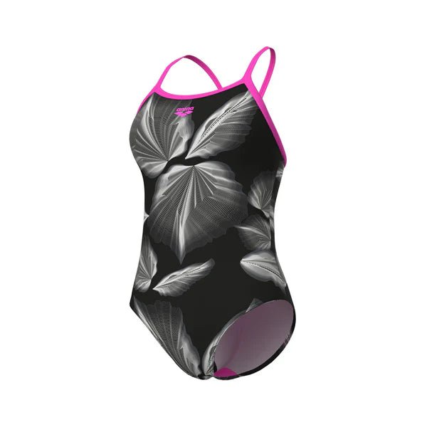 Arena Women's 1 - Piece Swimsuit, Light Drop Back, Frozen Leaves Print - Element Tri & Bicycle Works