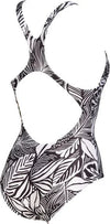 Arena Women's 1-Piece Swimsuit, Pro Back, Black & White Tropical Print - Element Tri & Bicycle Works