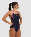 Arena Women's 1 - Piece Swimsuit, Pro Back, Spikes in Black - Lavendar - Orange - Element Tri & Bicycle Works