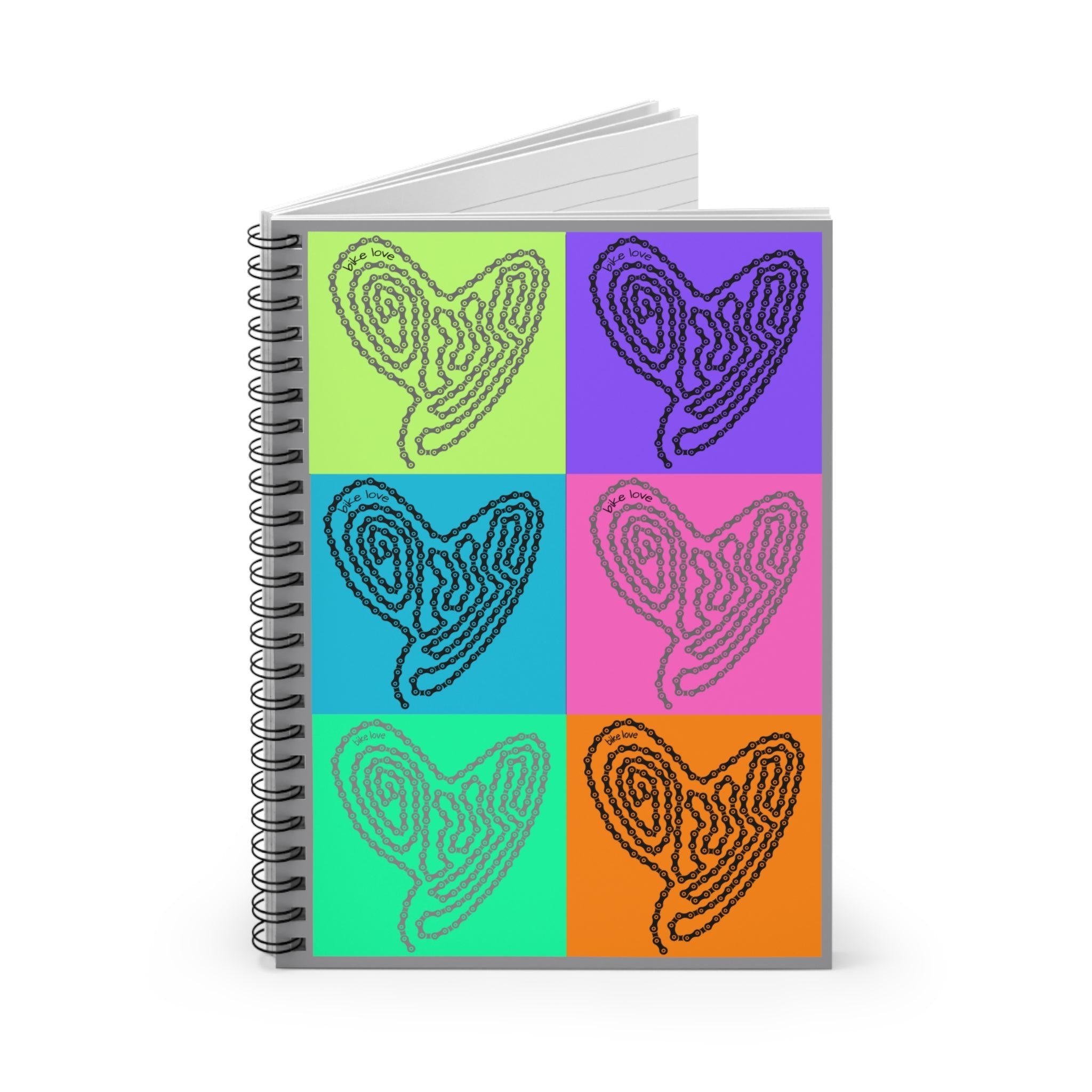Bike Love Brights Spiral Notebook for Cyclist Journal Gift for Cyclist Christmas Gift Bicycle Notebook Gift for Cyclist - Element Tri & Bicycle Works