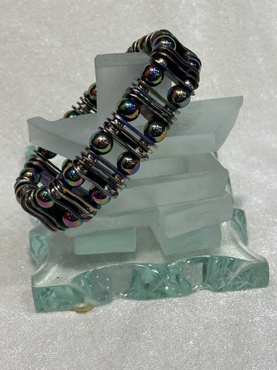 Bracelet: 8mm Oilslick Bead & Chainplate - Element Tri & Bicycle Works