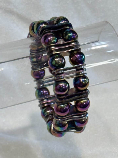 Bracelet: 8mm Oilslick Bead & Chainplate - Element Tri & Bicycle Works