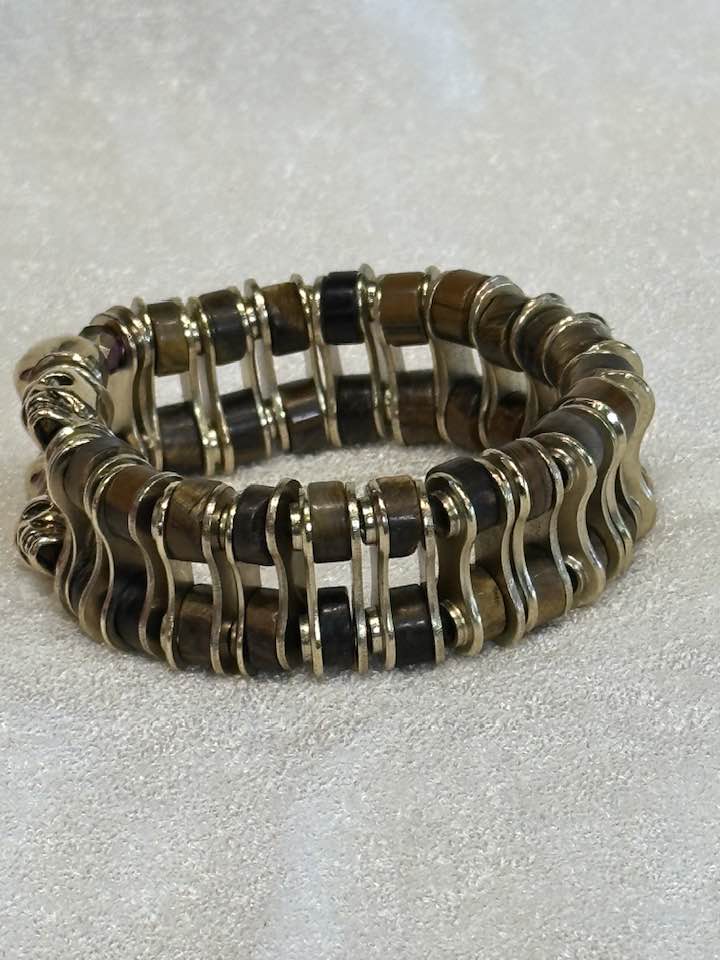Bracelet: Tigereye Gold Chainplate Skull - Element Tri & Bicycle Works