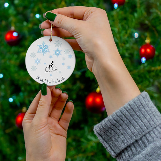 Christmas Ornament For Cyclist - Uphill in the snow - Element Tri & Bicycle Works