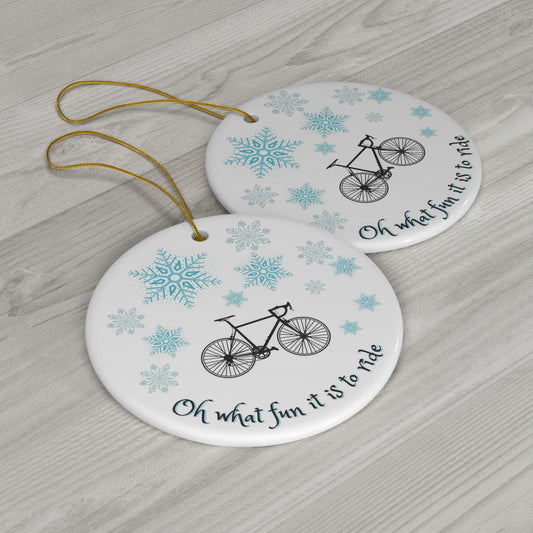 Christmas Ornament For Cyclist with Snowflakes - Element Tri & Bicycle Works