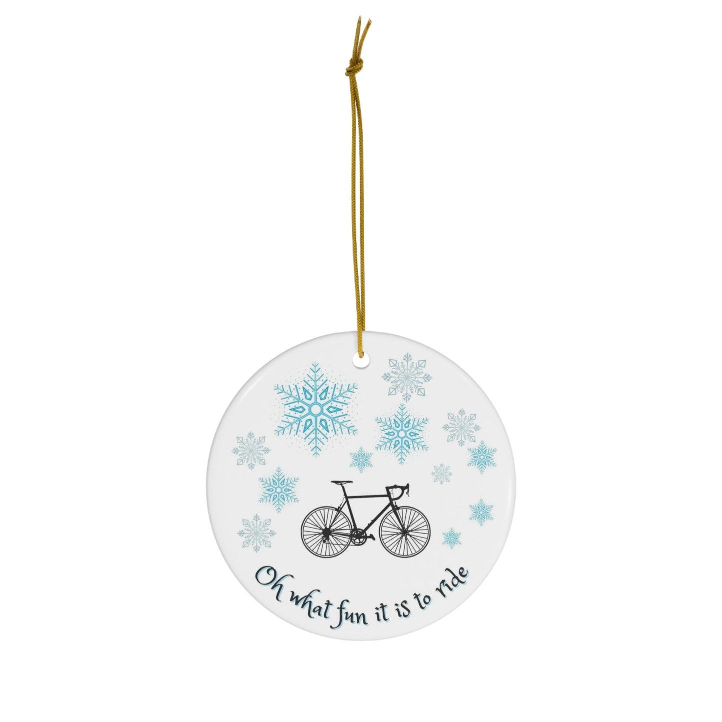 Christmas Ornament For Cyclist with Snowflakes - Element Tri & Bicycle Works